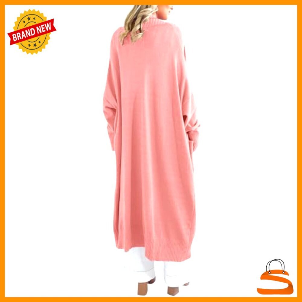 Oversized Chunky Knit Cardigan Sweater Coat Long Duster Warm Pockets - Picture 4 of 7